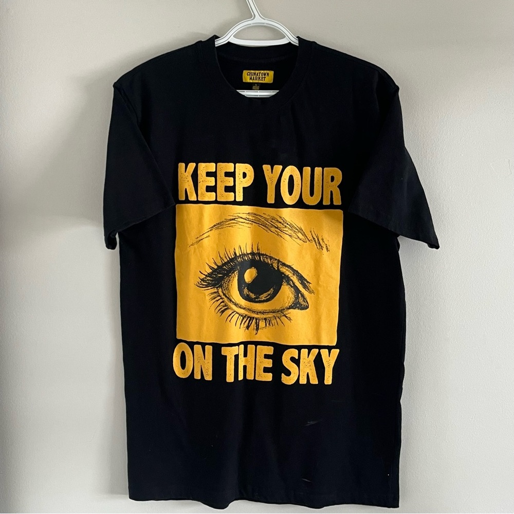Chinatown Market Black Tee with Yellow Label